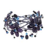 'Garden' - Thai Floral Beaded Lapis Lazuli Bracelet