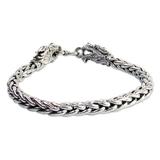 'Loyal Dragon' - Sterling Silver Braided Chain Bracelet