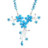 Beaded necklace, 'Blue Floral Cascade' - Thai Floral Beaded Necklace