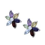 'Paradise Flower' - Floral Earrings in Sterling Silver and Natural Gems
