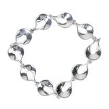 Artisan Crafted Women's Sterling Silver Link Bracelet 'Dewdrops'