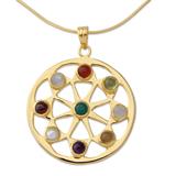 'Indian Sun' - Pearl and Gemstones on Gold Vermeil Necklace