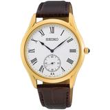 Seiko Gold with Brown Leather Strap Dress Watch SRK050P Gold