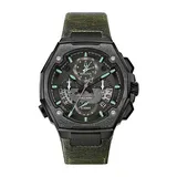 Bulova Precisionist Mens Chronograph Green Leather Bracelet Watch 98b355, One Size