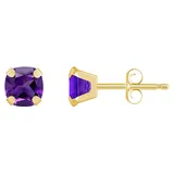 Celebration Gems 10k Gold Cushion Amethyst Stud Earrings, Women's, Purple