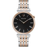 Bulova Regetta Black Dial Two-Toned Steel Men's Watch 98A234 98A234
