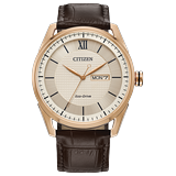 Citizen Classic Ivory Dial Leather Strap | Band Men's Watch - Gifts For Him AW0082-01A