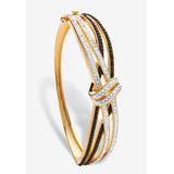 Women's Black & White Crystal Bangle Bracelet Gold-Plated by PalmBeach Jewelry in Black White