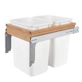 Rev-A-Shelf 35 Qt. White Pull-Out Sliding Double Waste Trash Container Storage Bin for 1-1/2 in. Face Frame