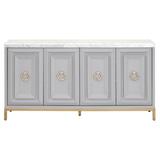 Tessa Marble Top Sideboard - Dove Gray - Dove Gray/white Carrera/Brushed Gold