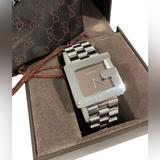 Gucci Accessories | Gucci G Face Men's Watch Quartz 3600m Stainless Steel, Brown Fucile Color Dial | Color: Silver | Size: Os