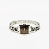 Coach Accessories | Coach Square Swiss Stainless Steel Bangle Brown Dial Ladies Watch - New Battery | Color: Brown/Silver | Size: 6.5’’