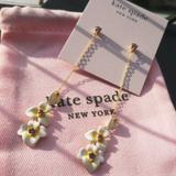 Kate Spade Jewelry | Kate Spade Dangle Linear Precious Pansy Floral Earrings White Gold Purple | Color: Gold/White | Size: Os