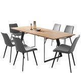 George Oliver Siefert 7 Piece Table & Chairs Modern Farmhouse Expandable Dining Room Table Set w/ Leaf, Size 28.5 H in | Wayfair