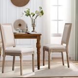One Allium Way® Linen Side Chair Set of 2 Wood/Upholstered/Fabric in Brown, Size 38.58 H x 16.93 W x 21.26 D in | Wayfair