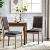 One Allium Way® Linen Side Chair Set of 2 Wood/Upholstered/Fabric in Gray, Size 38.58 H x 16.93 W x 21.26 D in | Wayfair