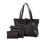 Haband Women’s Faux Leather Bag Set: Tote, Crossbody Bag & Coin Purse, Black N/A