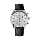 Frederique Constant Swiss Men's Classic Chronograph Black Leather Strap Watch, 40 Millimeter