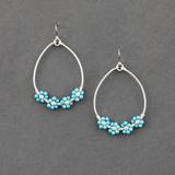 Lucky Brand Turquoise Beaeded Flower Drop Earring - Women's Ladies Accessories Jewelry Earrings in Silver