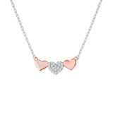 Lesa Michele Women's Necklaces Rose - Cubic Zirconia & Rose Gold Triple Heart Pendant Necklace