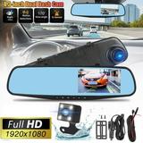 1080P Rearview Mirror Car Camera 4.3 Dash Cam for Cars Trucks 170° Wide Angle Dual Lens Car Cam Front Rear DVR Monitor Night Vision Parking Monitor Motion Detection G-sensor