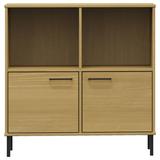 Latitude Run® Bookshelf Book Cabinet w/ Metal Legs Storage Cabinet OSLO Solid Wood in Brown, Size 35.6 H x 35.4 W x 13.8 D in | Wayfair