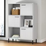 Latitude Run® Bookshelf Book Cabinet w/ Metal Legs Storage Cabinet OSLO Solid Wood in White, Size 50.6 H x 35.4 W x 13.8 D in | Wayfair