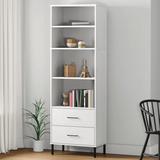 Latitude Run® Bookshelf Book Cabinet w/ 2 Drawers Storage Cabinet OSLO Solid Wood in White, Size 70.9 H x 23.6 W x 13.8 D in | Wayfair