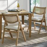 Madeira Folding Table & Chairs - Mocha/Marble Bone/Cane, Mocha, Cane - Grandin Road