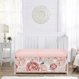 Peony Floral Garden Pink & Ivory Dust Ruffle Crib Skirt - Fringe by Sweet Jojo Designs Polyester in Brown/Pink, Size 28.0 W x 15.0 D in | Wayfair