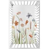 Watercolor Floral Garden Sage Green Fitted Mini Crib Sheet by Sweet Jojo Designs Polyester, Size 24.0 W x 38.0 D in | Wayfair