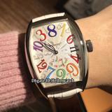 CRAZY HOURS 8880 CH COLOR DREAMS White Dial Automatic Mens Watch Bounce Silver Case White Leather Strap Sport New Gent Watches