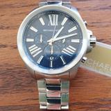 Michael Kors Accessories | Michael Kors Watch Men's Stainless Steel Blue Face - Nwt | Color: Silver | Size: Approx 7.87 Inner Strap Circumference