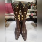 Nine West Shoes | Nine West Butterfly Western Cowboy Boots | Color: Brown/Green | Size: 7.5
