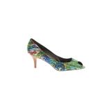 Nine West Heels: Slip On Kitten Heel Bohemian Green Shoes - Women's Size 10 1/2 - Pointed Toe