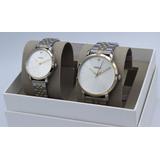 Authentic Fossil Luther Lux Diamond Silver Gold His Her Bq2467 Set