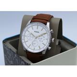 Authentic Fossil Sullivan Chronograph Silver Brown Leather Bq2748 Mens