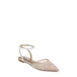 Badgley Mischka Collection Fawn Pointed Toe Lace Flat in Soft Blush at Nordstrom, Size 7