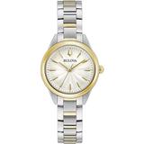Bulova Sutton 98l277 Two Tone Silver White Dial Womens Dress Watch