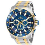 Invicta Pro Diver Chronograph Blue Dial Men's Two Tone S. Steel Watch