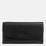 Coach Bags | Coach Leather Checkbook Clutch Trifold Tri-Fold Long Large Wallet Black | Color: Black | Size: Os