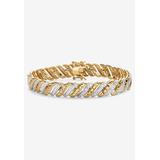 Women's Diamond-Cut Diamond Accent 18K Gold-Plated Two-Tone S-Link Bracelet 7.5" by PalmBeach Jewelry in Gold
