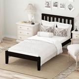 Winston Porter Wood Platform Bed w/ Headboard/Wood Slat Support,Twin Wood in Brown, Size 37.0 H x 42.0 W x 78.5 D in | Wayfair