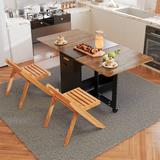 Ebern Designs Frasquito Folding Dining Table w/ 2 Chairs Wood in Black/Brown | Wayfair 5DB368C339BA42D2A201E63DE1454B6B