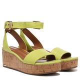 Franco Sarto Shoes Franco Presley Platform Wedge Sandals (Pear Green Crocco Synthetic) 7.5 M Round Toe, Ankle Strap, Buckle Closure