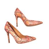 Coach Shoes | Coach Harlee Pink Orange 2 Toned Snakeskin Embossed Pumps Pointy Toe Heels Shoes | Color: Orange/Pink | Size: 6.5