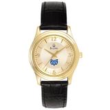 Women's Bulova Gold/Black Mississippi University for Women Owls Stainless Steel Watch with Leather Band