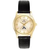 Women's Bulova Gold/Black Akron Zips Stainless Steel Watch with Leather Band