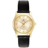 Women's Bulova Gold/Black Culinary Institute of America Steels Stainless Steel Watch with Leather Band