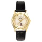 Women's Bulova Gold/Black East Stroudsburg Warriors Stainless Steel Watch with Leather Band